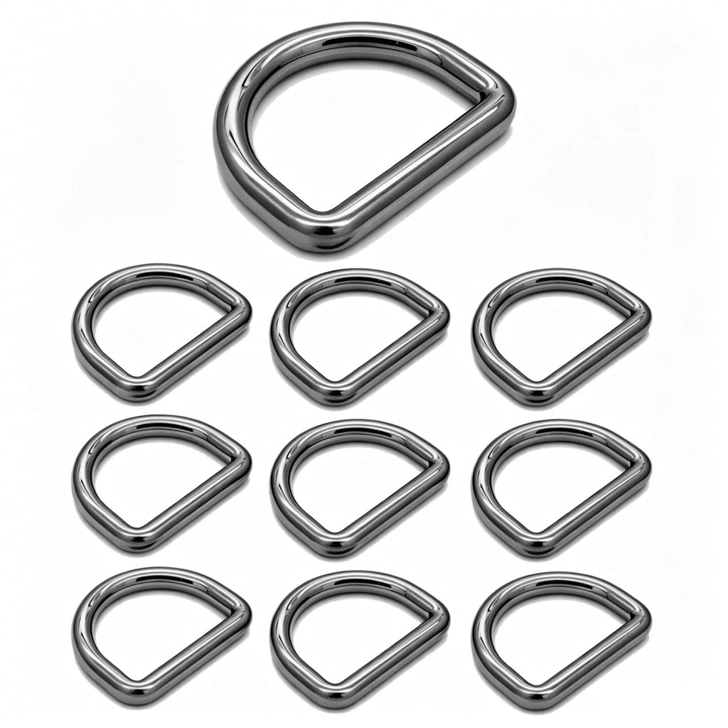 Anelli metallici a D, saldati, neri, 10 pezzi, diametro 25 mm