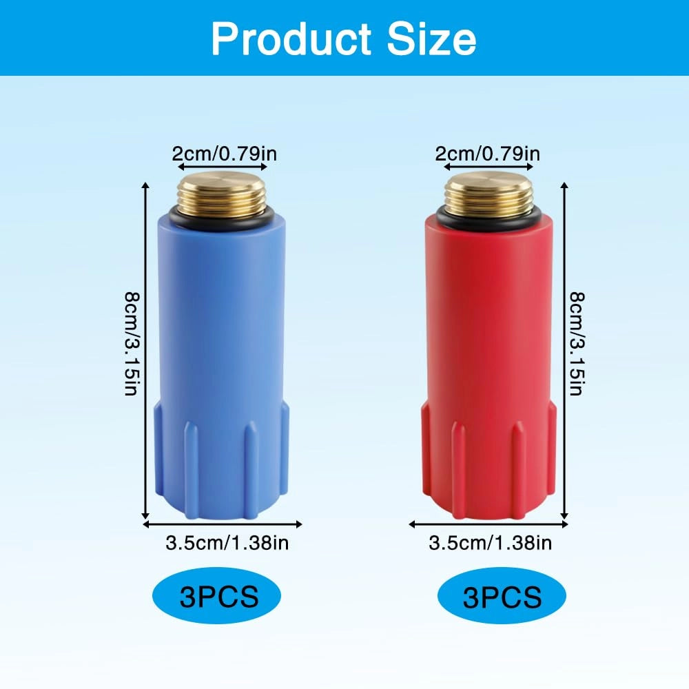 Tappi per tubi da 1/2 pollice, confezione da 6 pezzi, rosso/blu, per tubi dell'acqua