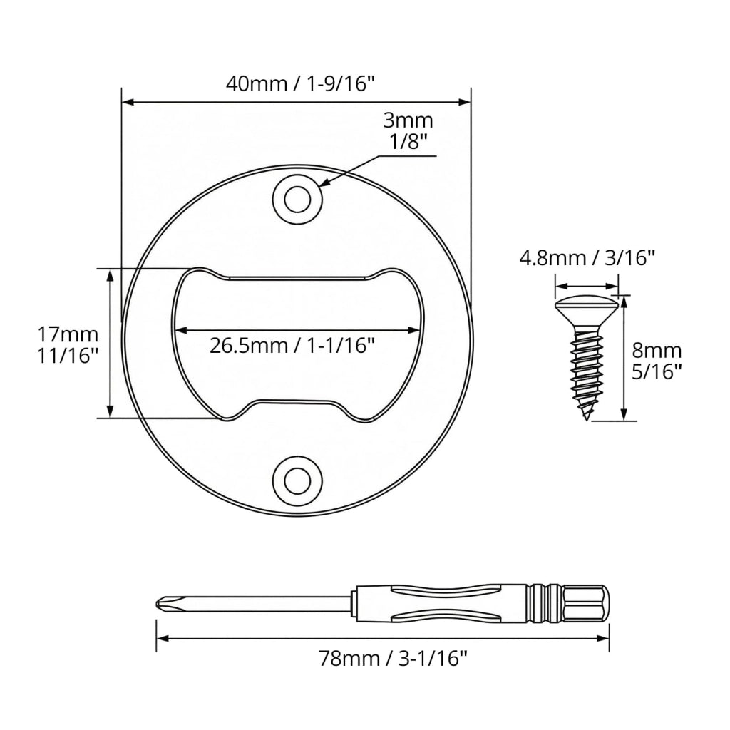 12 inserti per apriscatole, diametro 4 cm, inclusi 48 viti e un cacciavite