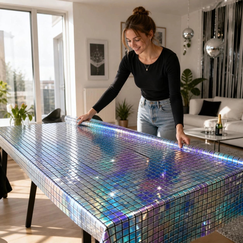 Set di tovagliette, confezione da 3, colore argento, dimensioni 270x100 cm, design a disco