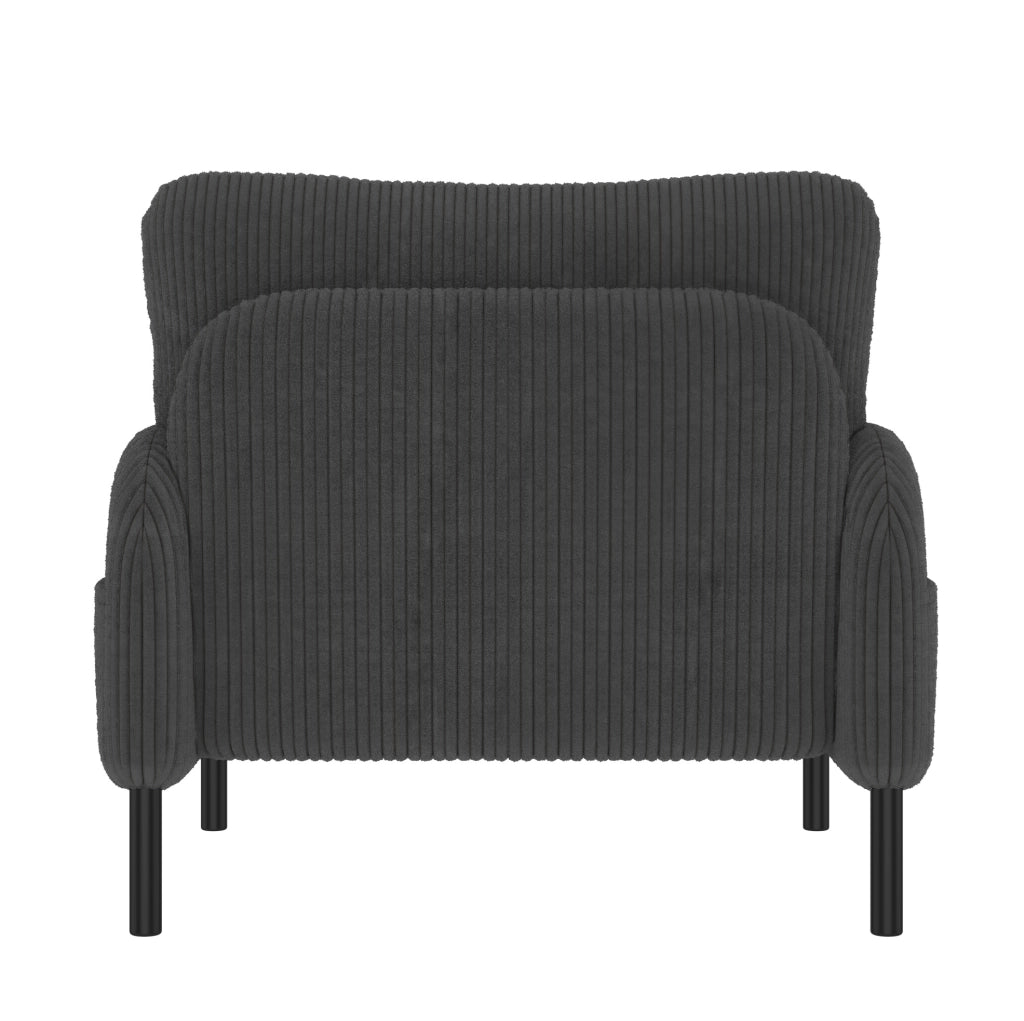 Set divano 2 posti, poltrona e pouf 120x75x79 cm grigio in velluto a coste modulare