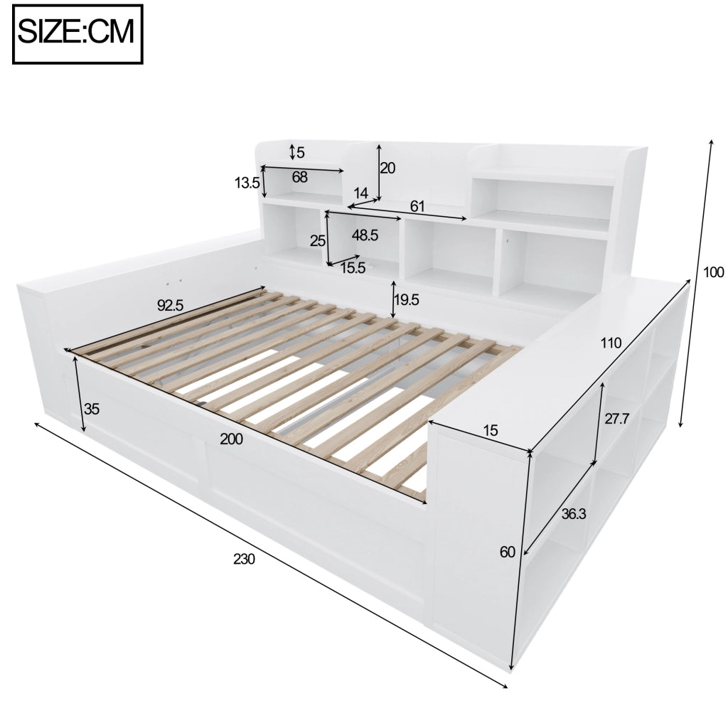 Divano letto multifunzione 90x200 cm con LED e contenitore