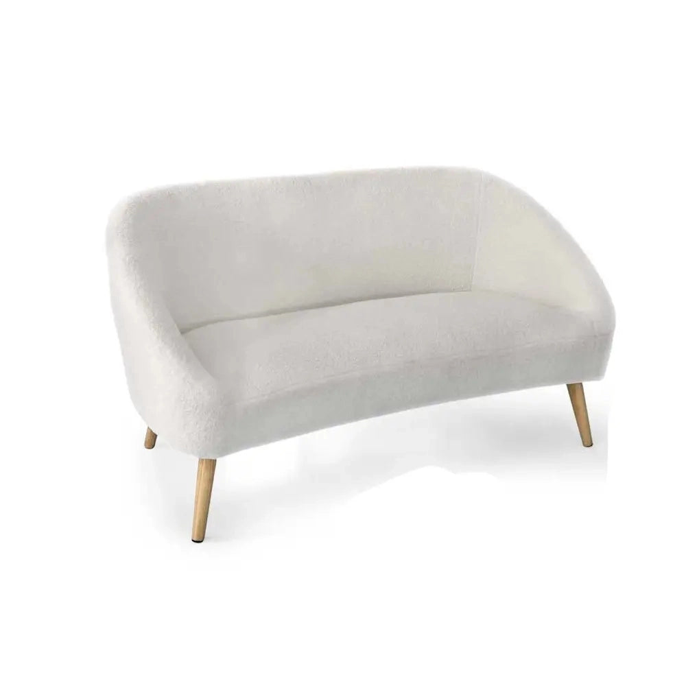 Divano in tessuto teddy bianco cm 135x68x78h