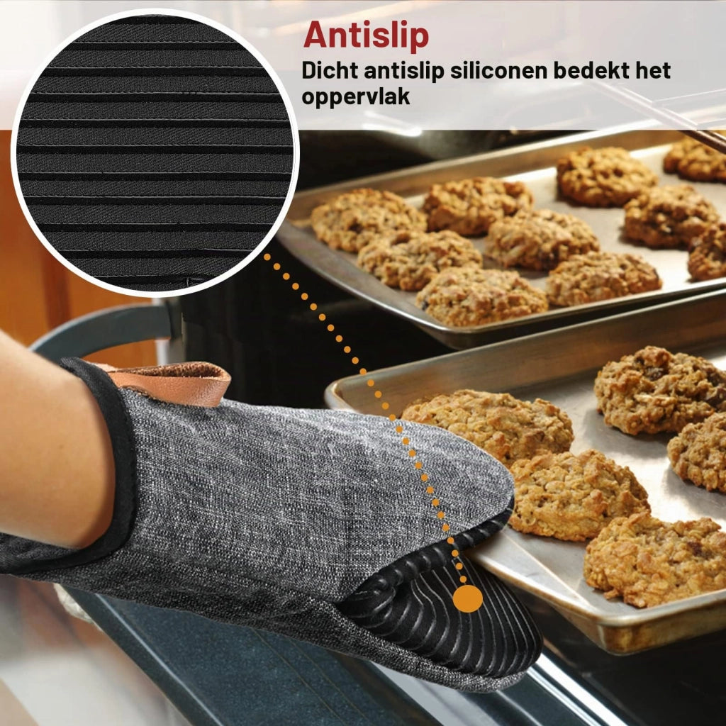 Guanti da forno in cotone con silicone, confezione da 2, colore grigio