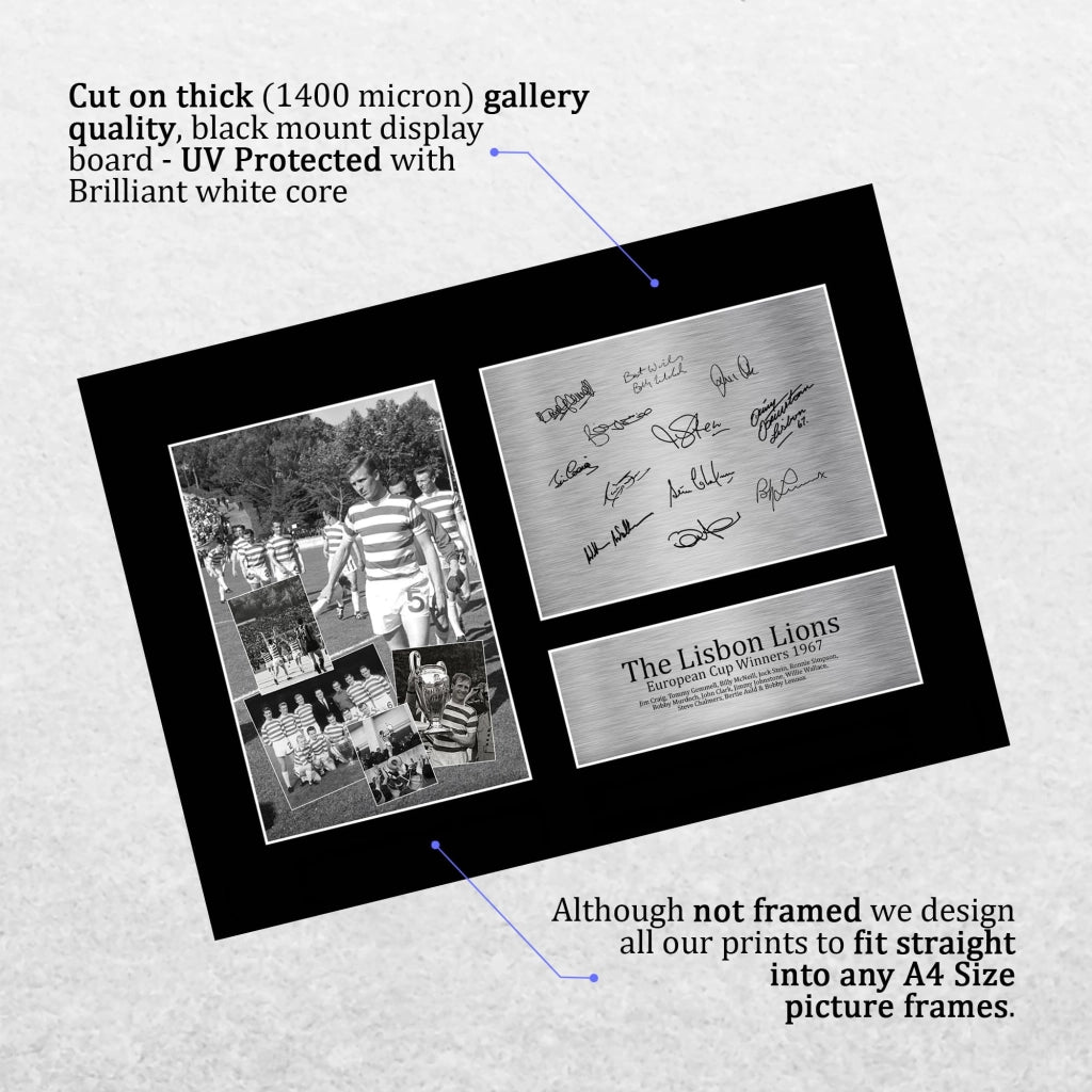 Esposizione fotografica A4: "Lisbon Lions 1967", firmata, non incorniciata