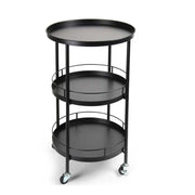 Carrello tondo in metallo con 3 ripiani e ruote Ø43x65 cm