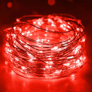Catena luminosa con timer, 30 LED, colore rosso, impermeabile, lunghezza 3 metri