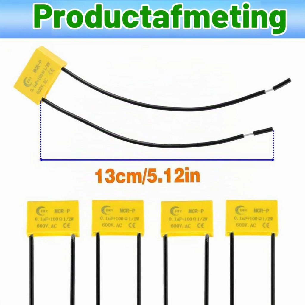 4 condensatori di disturbo, 0,1 µF, 100 Ohm, 1/2 W, 600 V AC