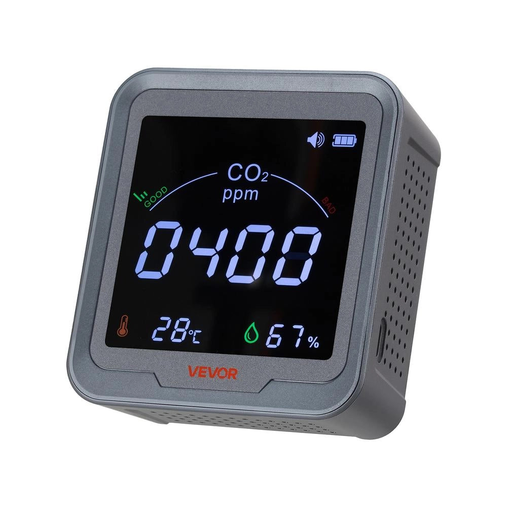 Rilevatore di CO2 Portatile PTH-9C Monitor Qualità dell'Aria 400-5000 ppm con Sensore NDIR Cavo 4,5 m Display Temperatura Umidità per Casa e Ufficio