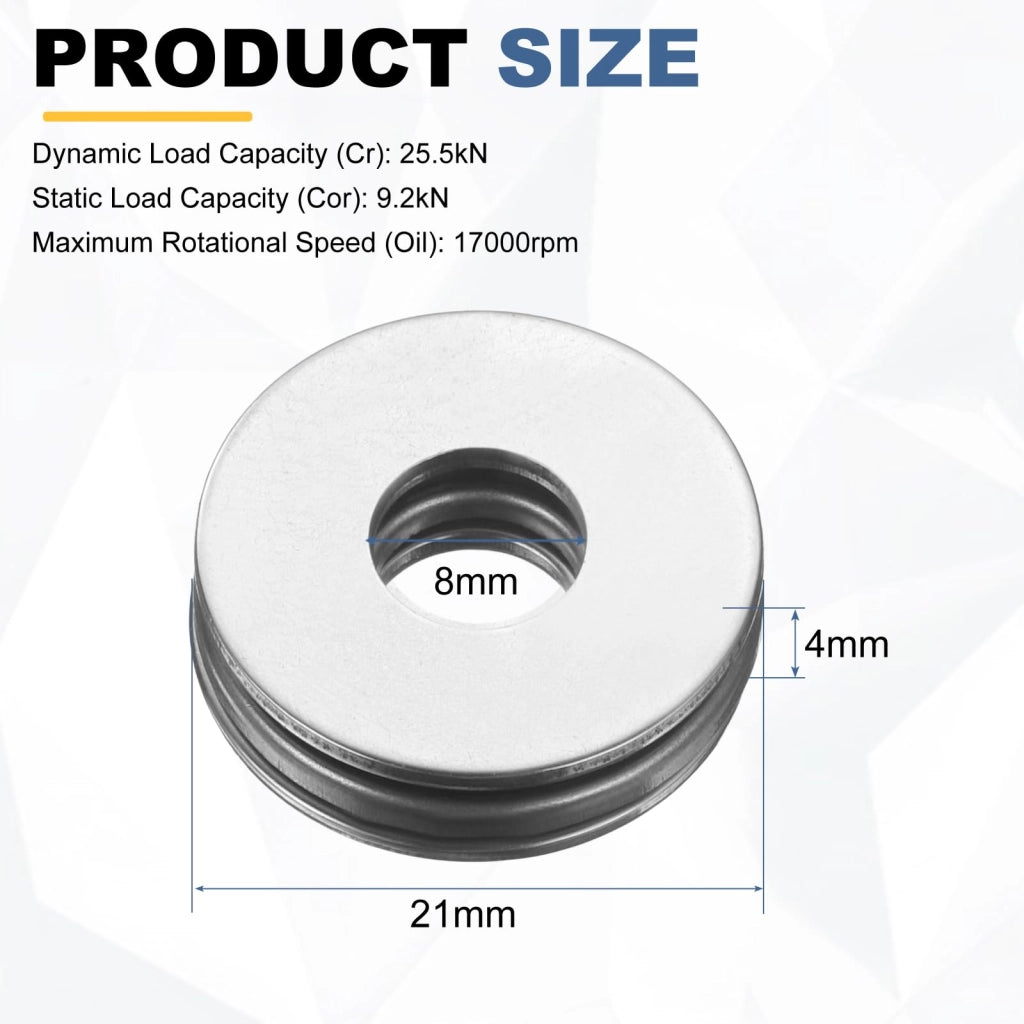 Cuscinetti a sfera AXK0821, confezione da 4 pezzi, con 8 sfere, dimensioni 8x21x4 mm