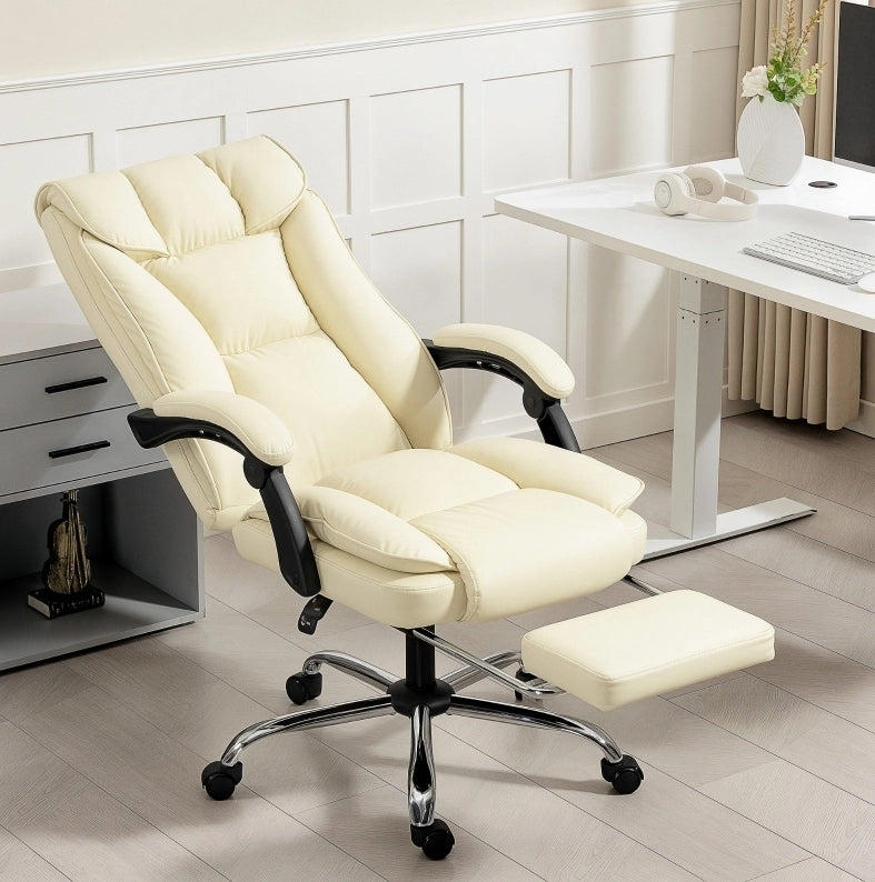 Sedia da ufficio ergonomica 66x72x121 cm in similpelle beige e nera