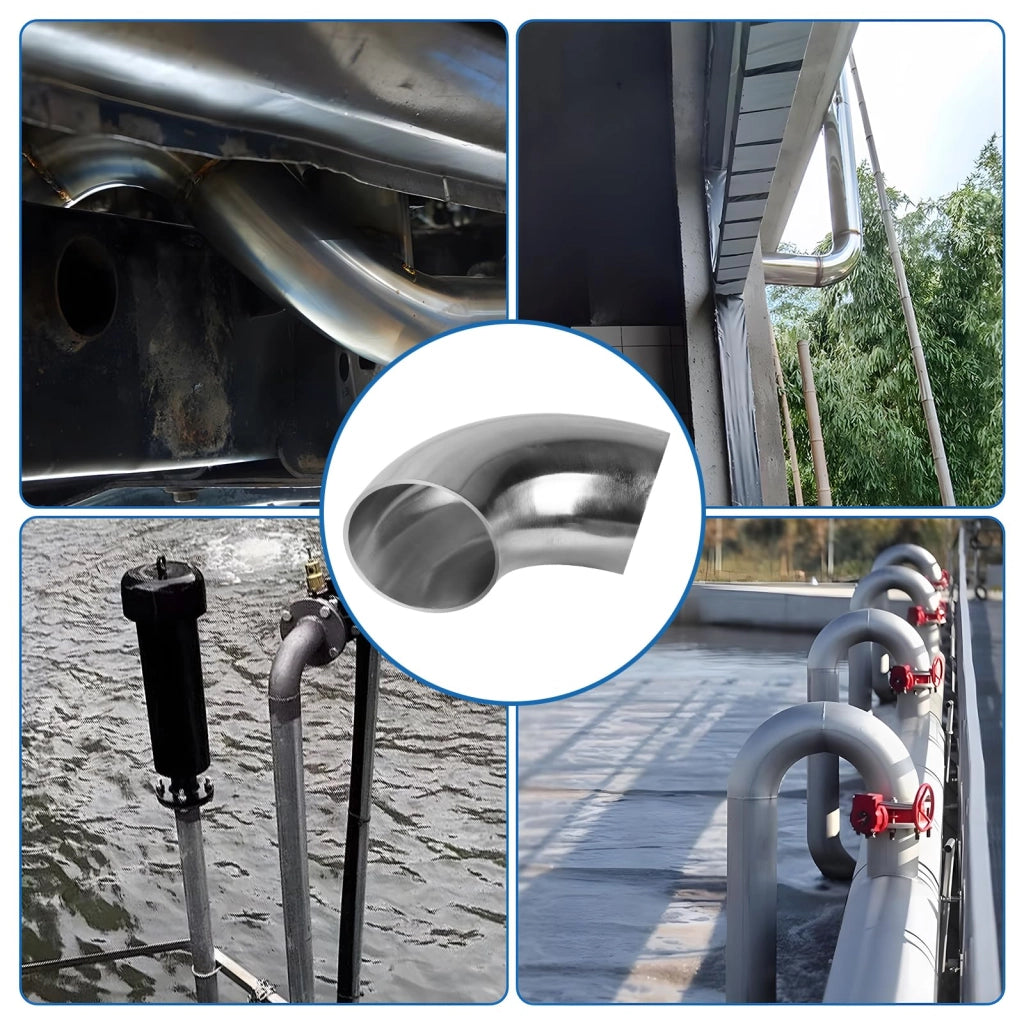 Curva di scarico a 90°, 63 mm, acciaio inossidabile SS304, 2,5 pollici