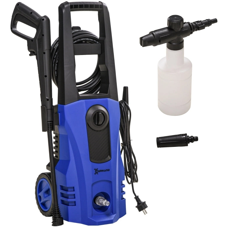 Idropulitrice 1800 W blu in alluminio, 150 bar con ruote, 5 pezzi