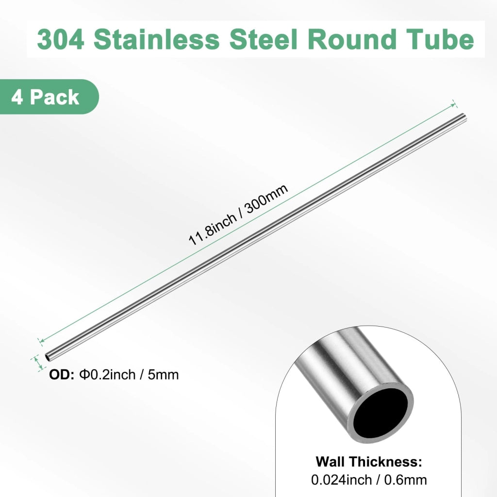 Set di 4 tubi in acciaio inossidabile 304, senza saldature, diametro 300 mm, spessore della parete 0,6 mm