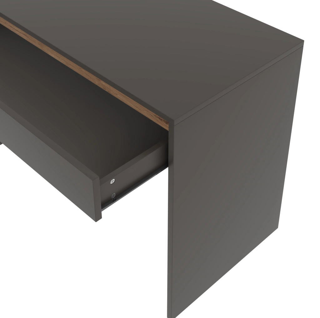 Scrivania grigia e rovere 140 x 50 cm in MDF con 5 cassetti