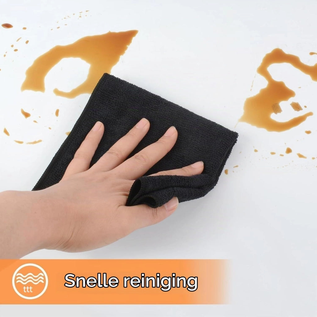 Set di 4 panni in microfibra, 30x30 cm, colore nero, estremamente assorbenti