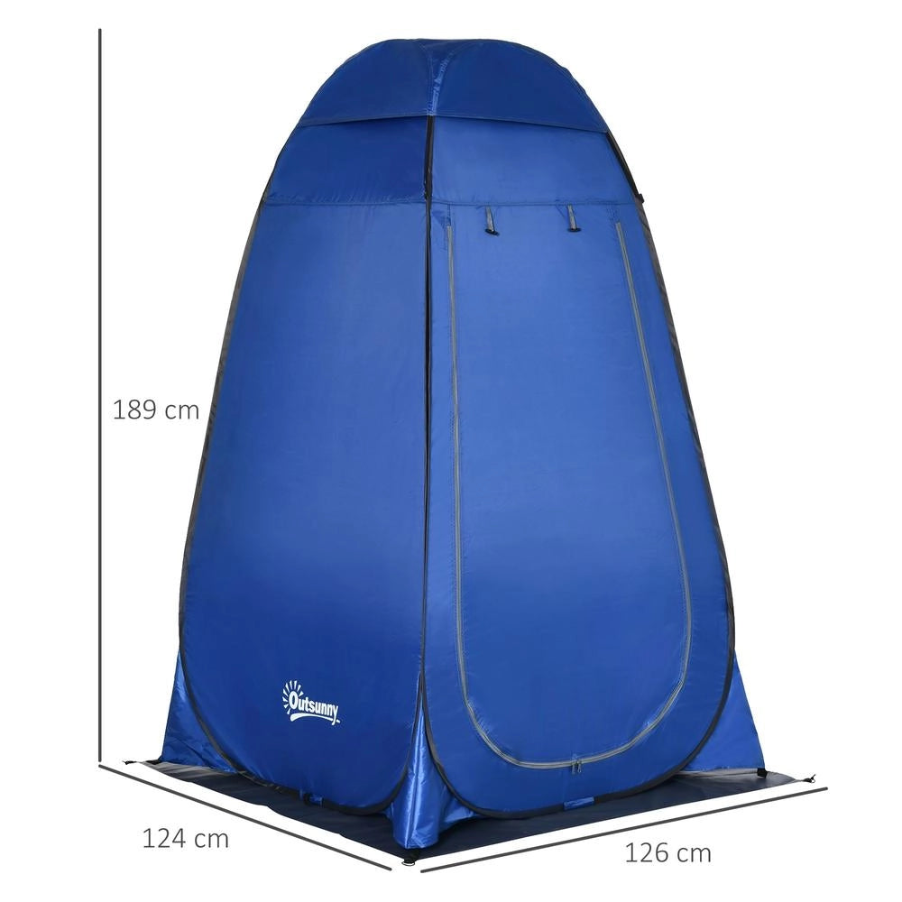 Tenda doccia da campeggio e spiaggia portatile, cabina spogliatoio pop up con porta a cerniera e borsa, 126x124x189 cm, blu scuro