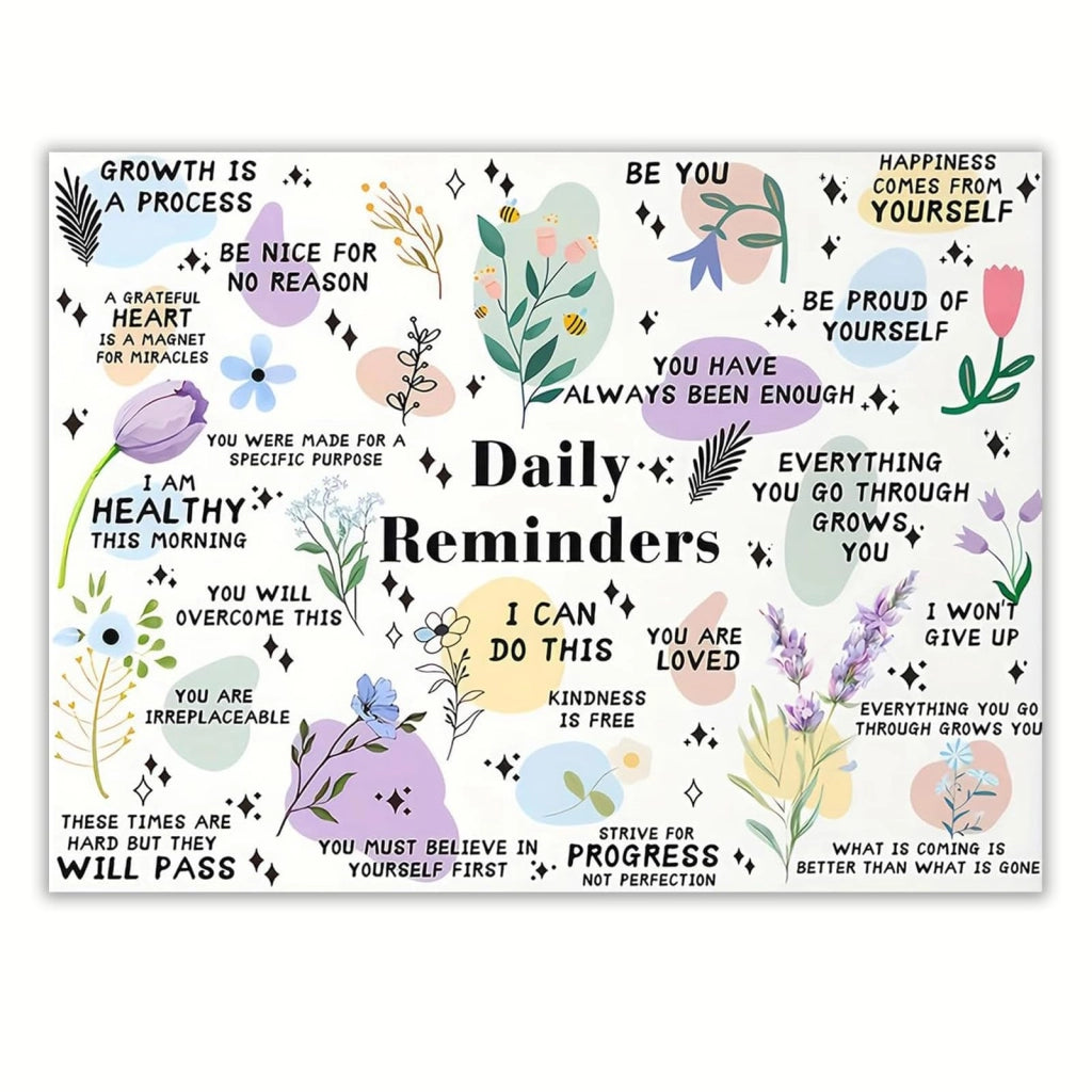 Poster motivazionale su tela con fiori, 30 x 40 cm