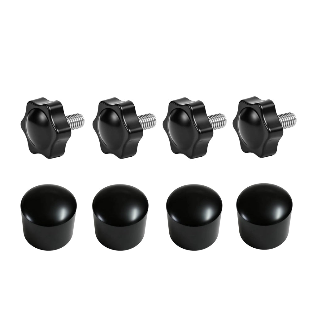 Accessori per scaffali a ripiano per scarpe: 4 viti a testa cilindrica + 4 piedini, colore nero, set da 8 pezzi.