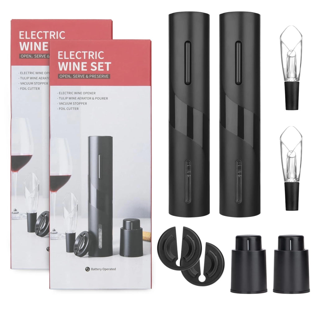 Apribottiglie elettrico per vino, set da 2, in ABS, portatile
