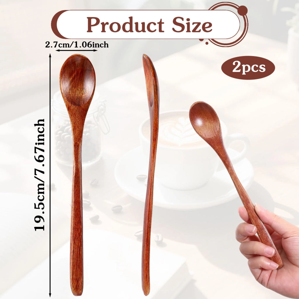 Set di 2 cucchiaini in legno di padauk, lunghezza 19 cm, realizzati a mano