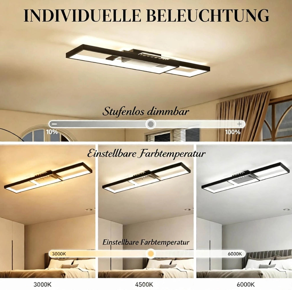 Plafoniera LED nera 43 W 70 x 30 cm, 4600 lm, dimmerabile