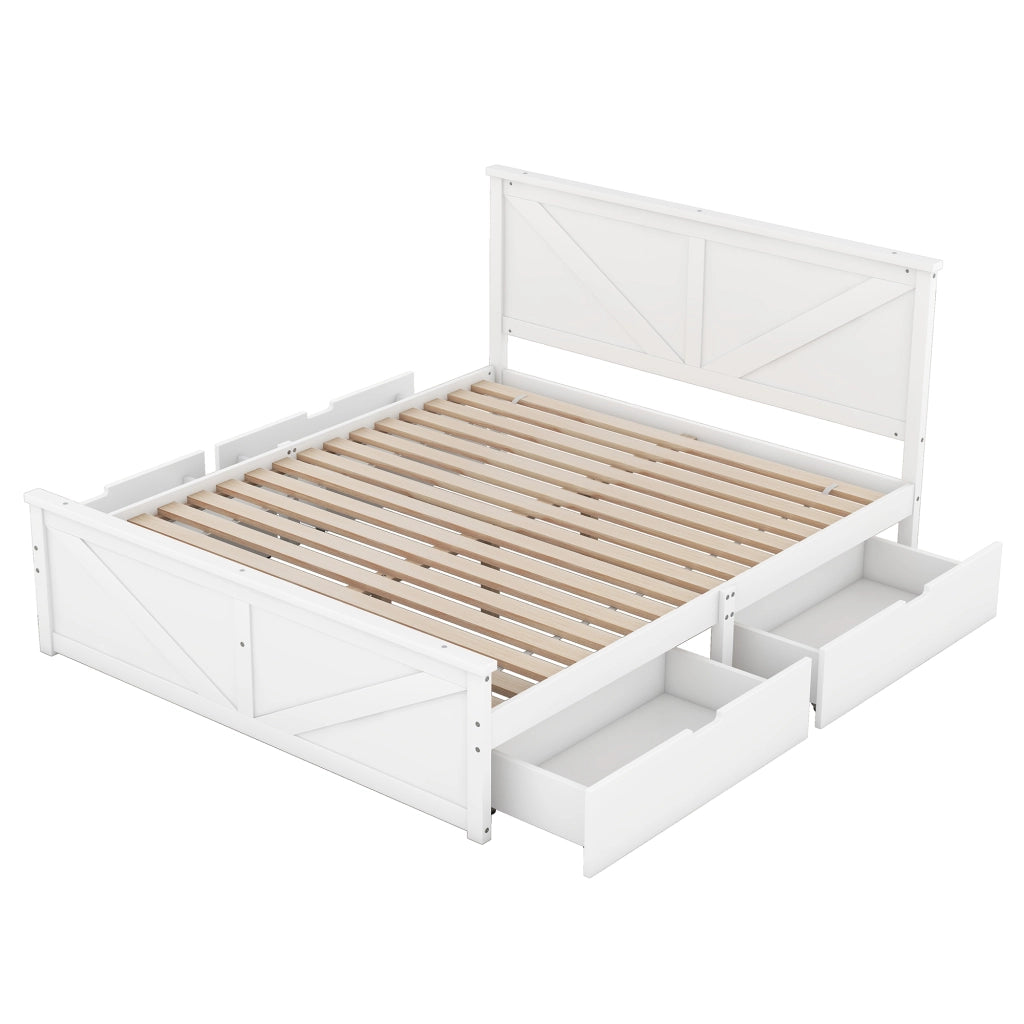 Letto matrimoniale 160x200 bianco con quattro cassetti
