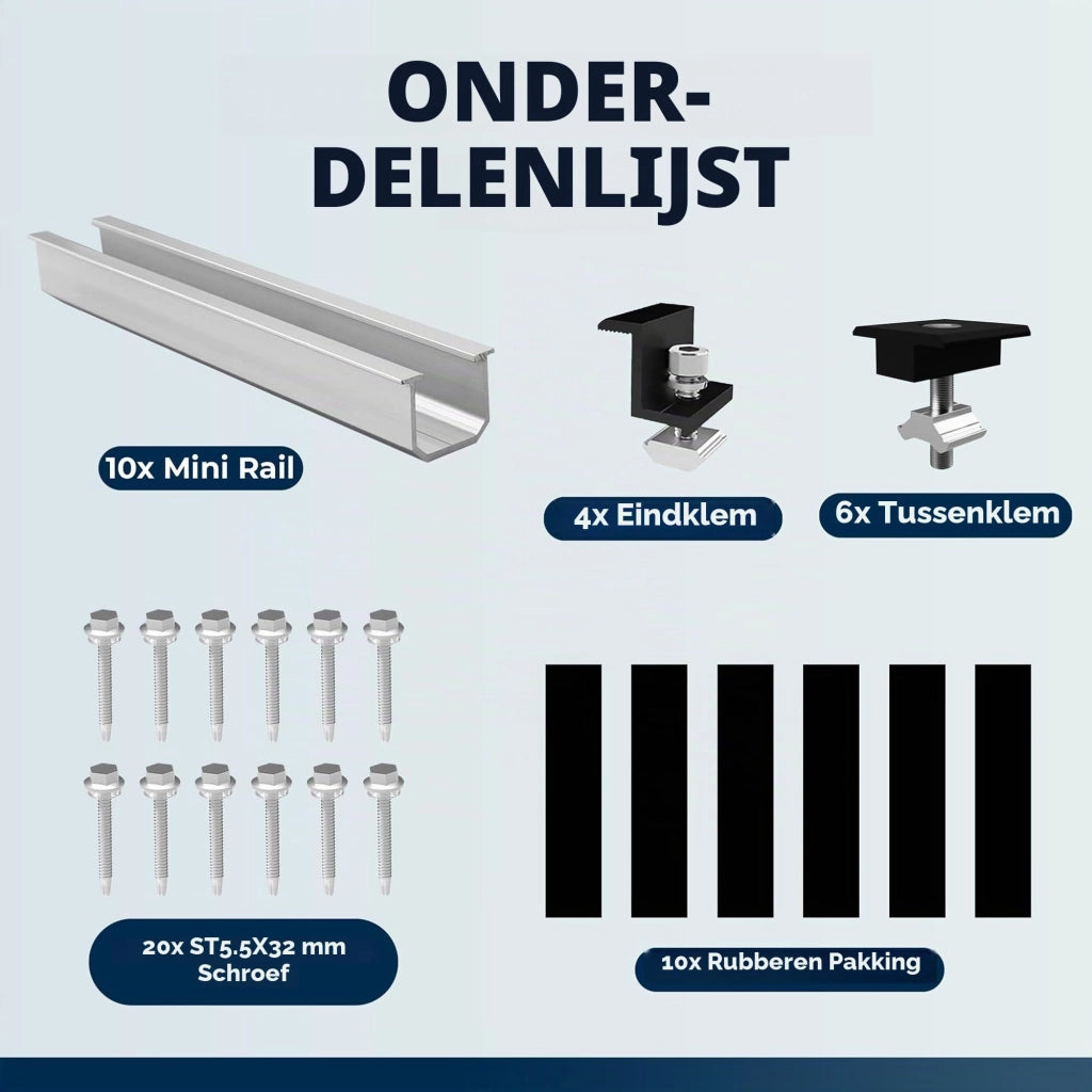 Kit di supporto per pannelli solari, per 4 moduli, adatto a tetti piani, in alluminio, colore nero