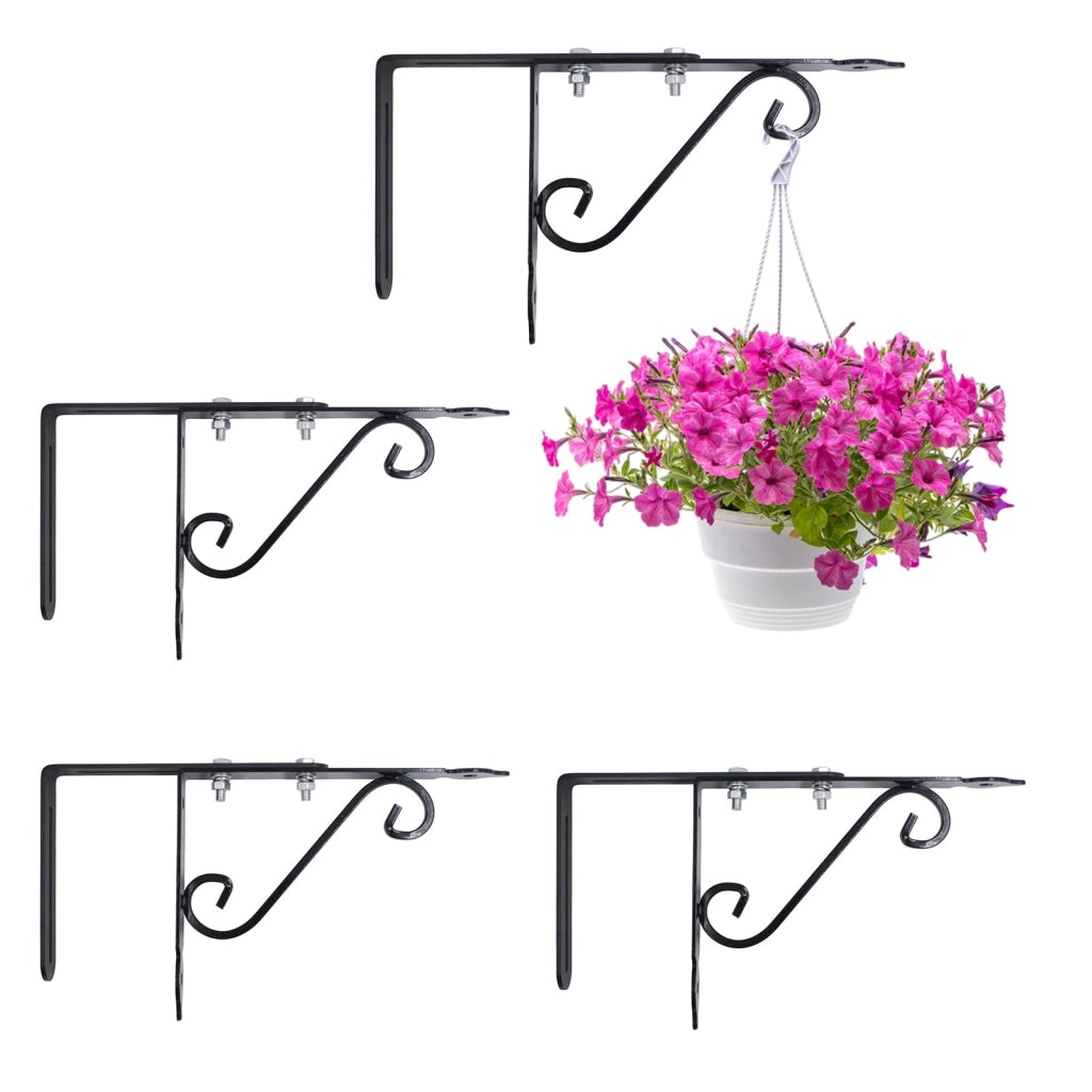 Supporti per cesti sospesi in metallo, set da 4, regolabili, colore nero, per cesti fino a 7,2 cm di diametro