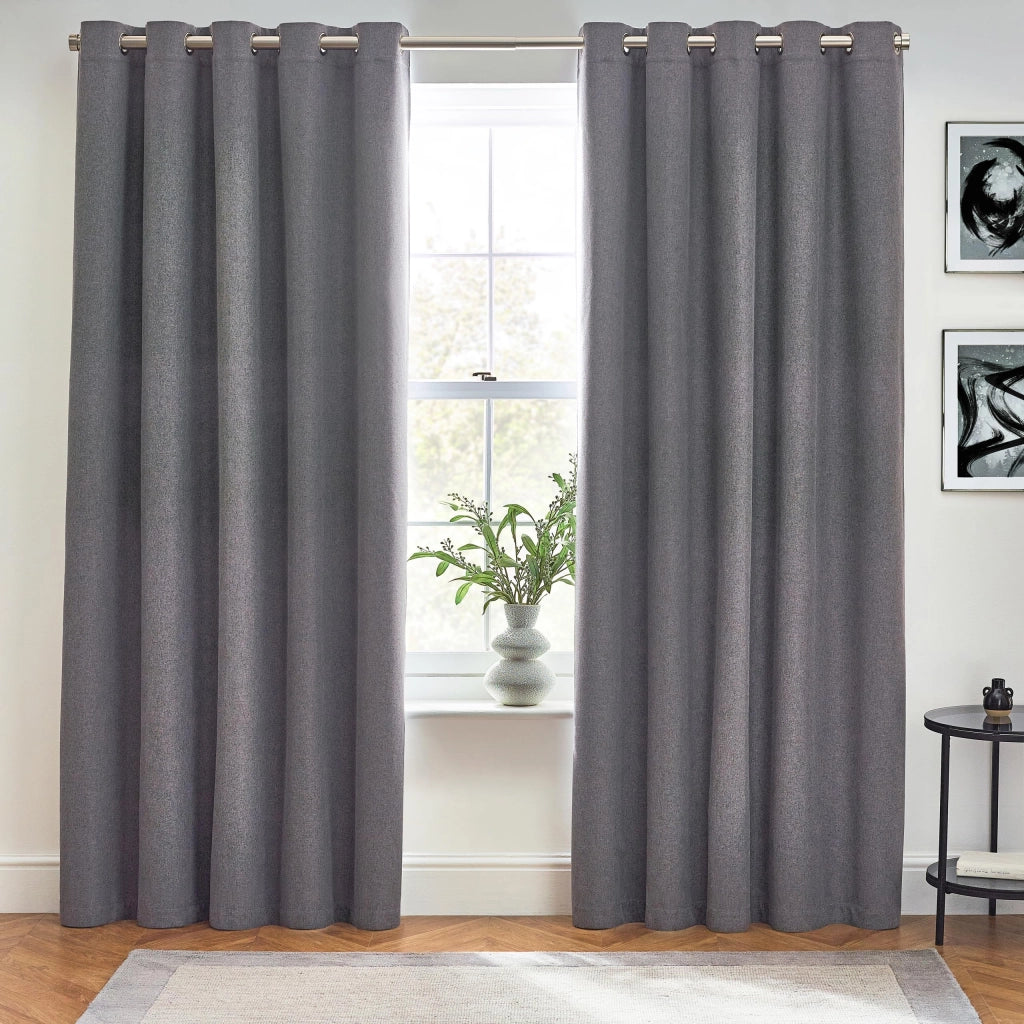 Tenda da finestra, 168x137 cm, colore nero carbone, oscurante, tinta unita, design moderno