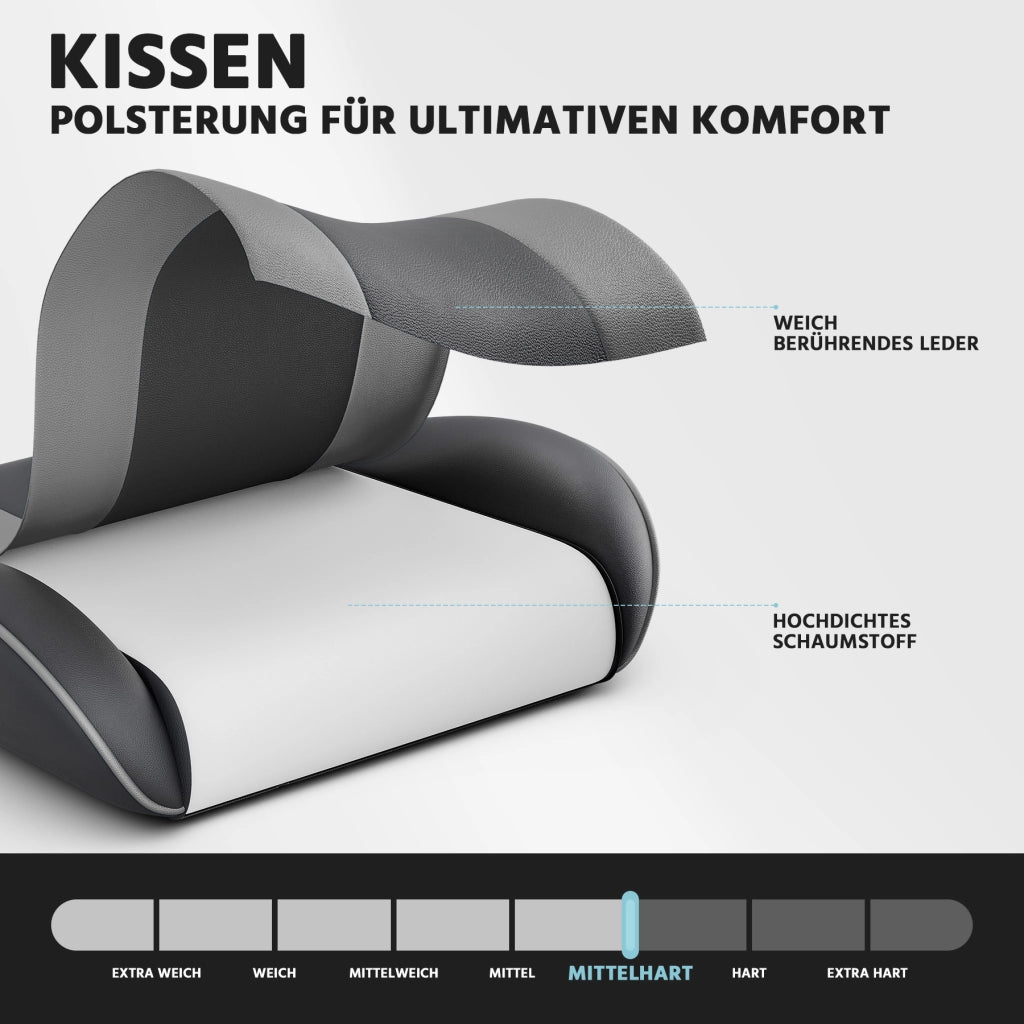 Sedia da ufficio ergonomica con schienale reclinabile, poggiapiedi e supporto lombare in pvc nero e grigio