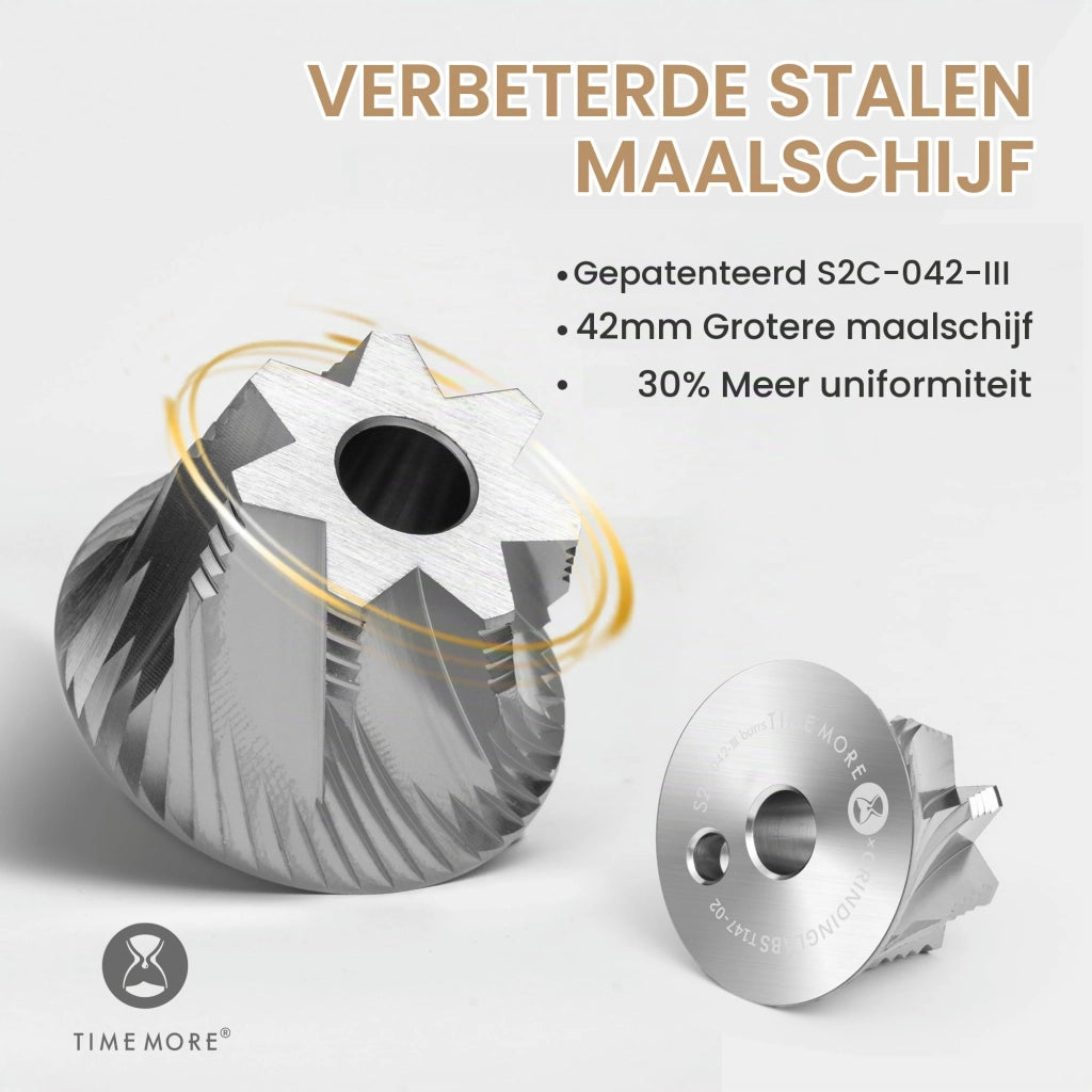 Macinino manuale per caffè, macinatura da 42 mm, 48 livelli di regolazione, capacità 30 g, colore nero