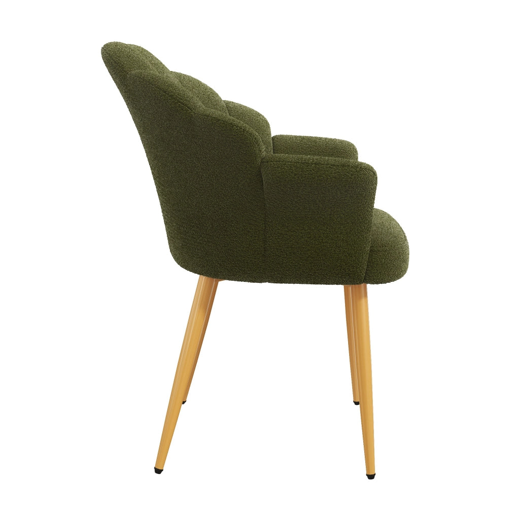 Poltrona 64x65;5x85 cm in tessuto peluche verde; schienale a petalo