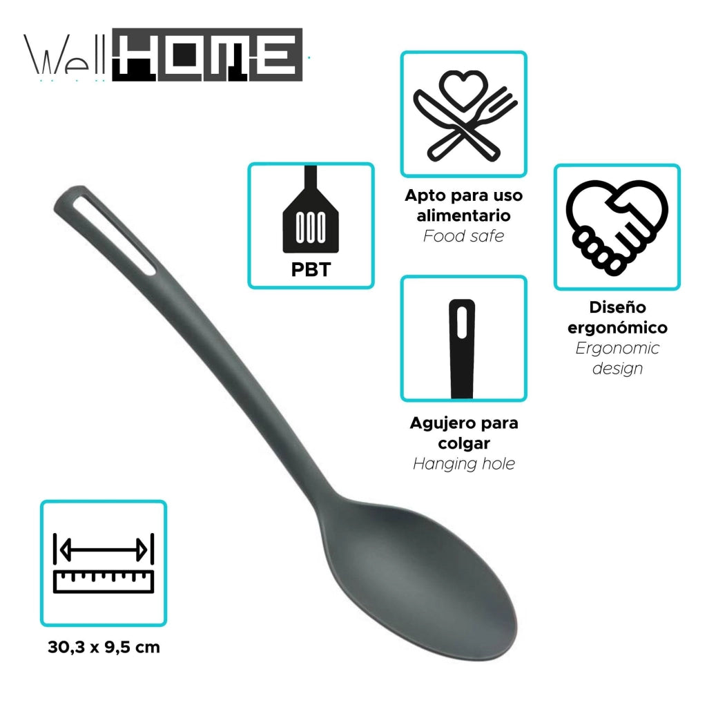 Set di pentole da cucina, 3 pezzi, diametro 16/20/24 cm, in alluminio, colore nero + 6 utensili da cucina