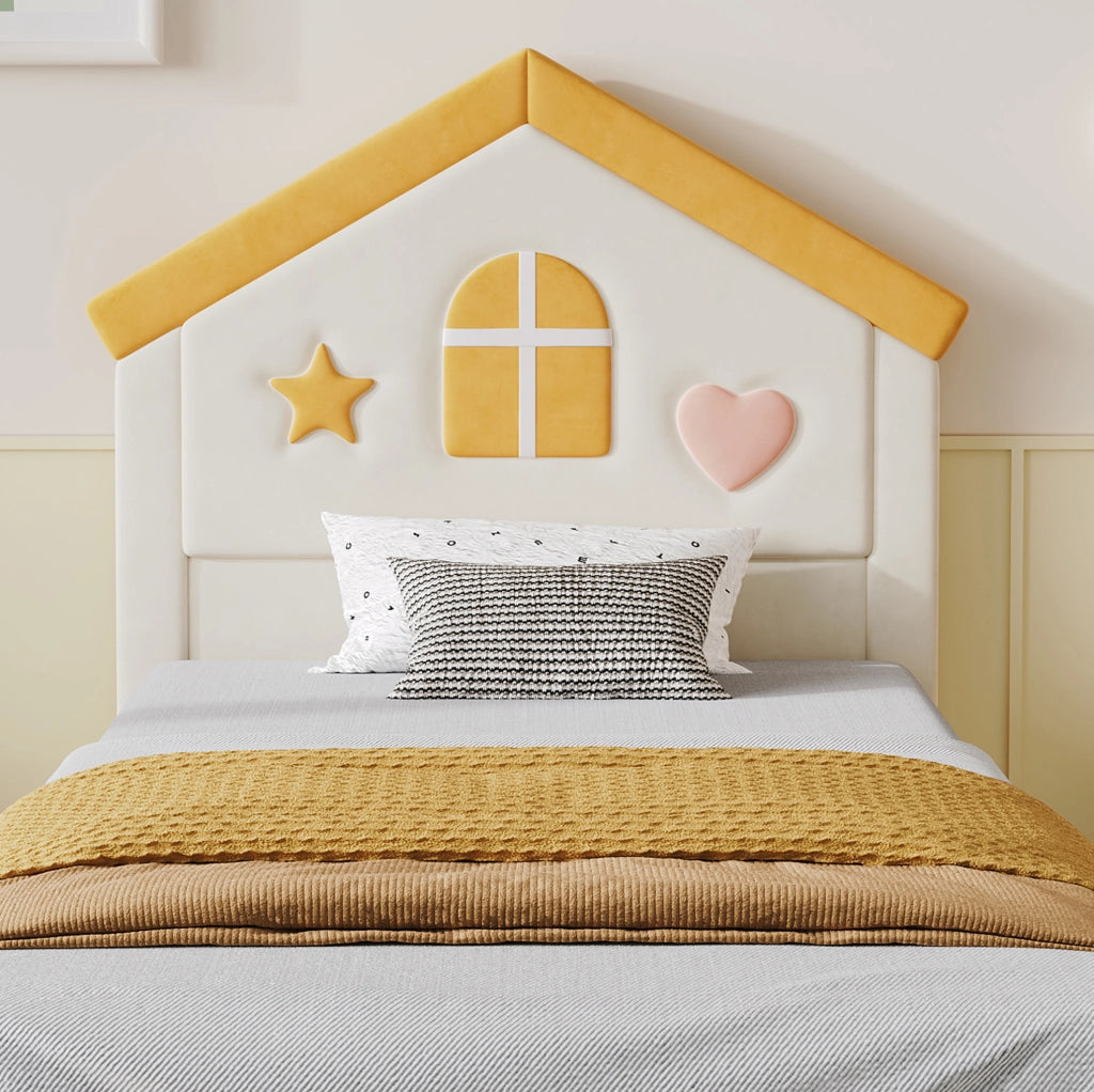 Letto imbottito per bambini 90 x 200 cm beige con 4 cassetti