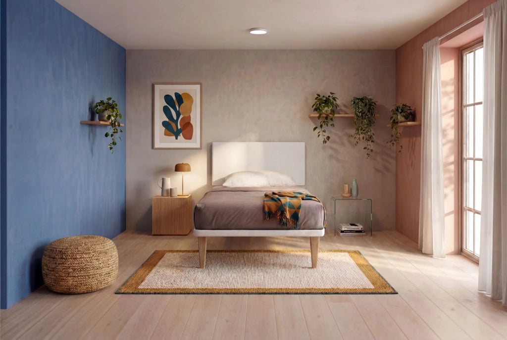 Letto 1 Piazza e Mezza con Rete Rivestita 120x190 cm Similpelle Bianco Tessis Testata Flat