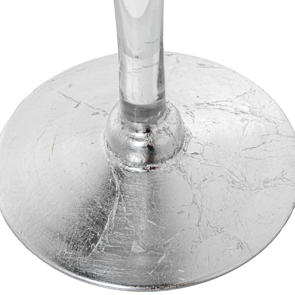 Set di 3 vasi decorativi in vetro trasparente/argento, dimensioni 13x13x30 cm
