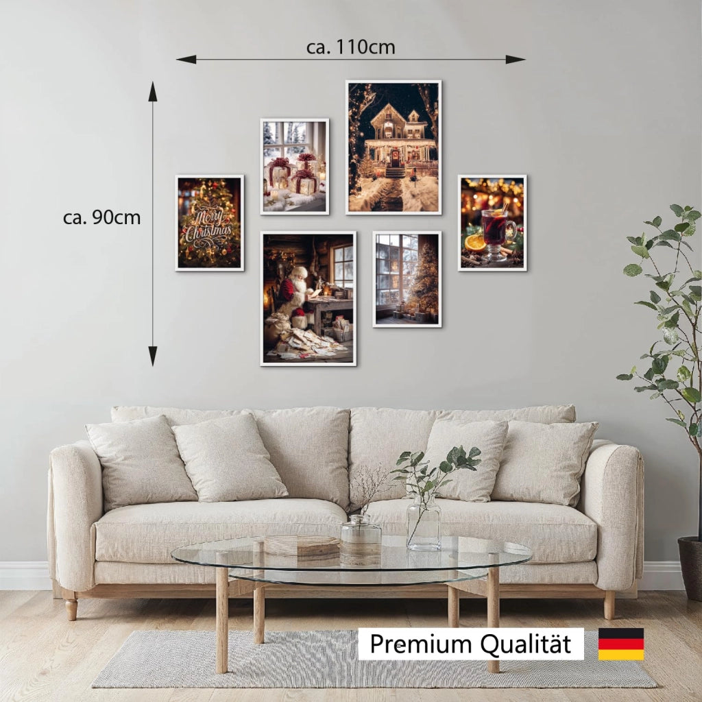 Set di 6 poster natalizi – Decorazioni murali a tema invernale, dimensioni 30x40 cm e 21x30 cm