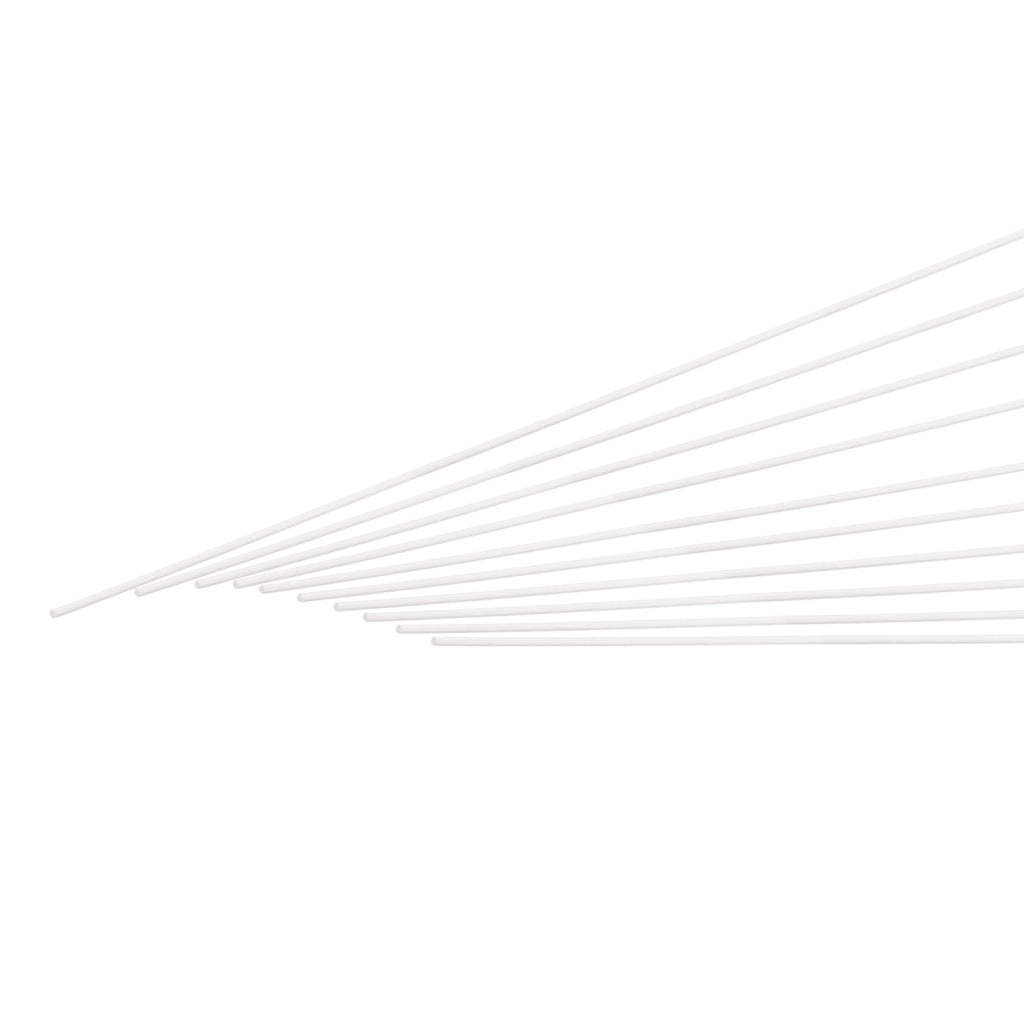 Barre in plastica ABS, 10 pezzi, rotonde, 0,5 mm x 250 mm, colore bianco