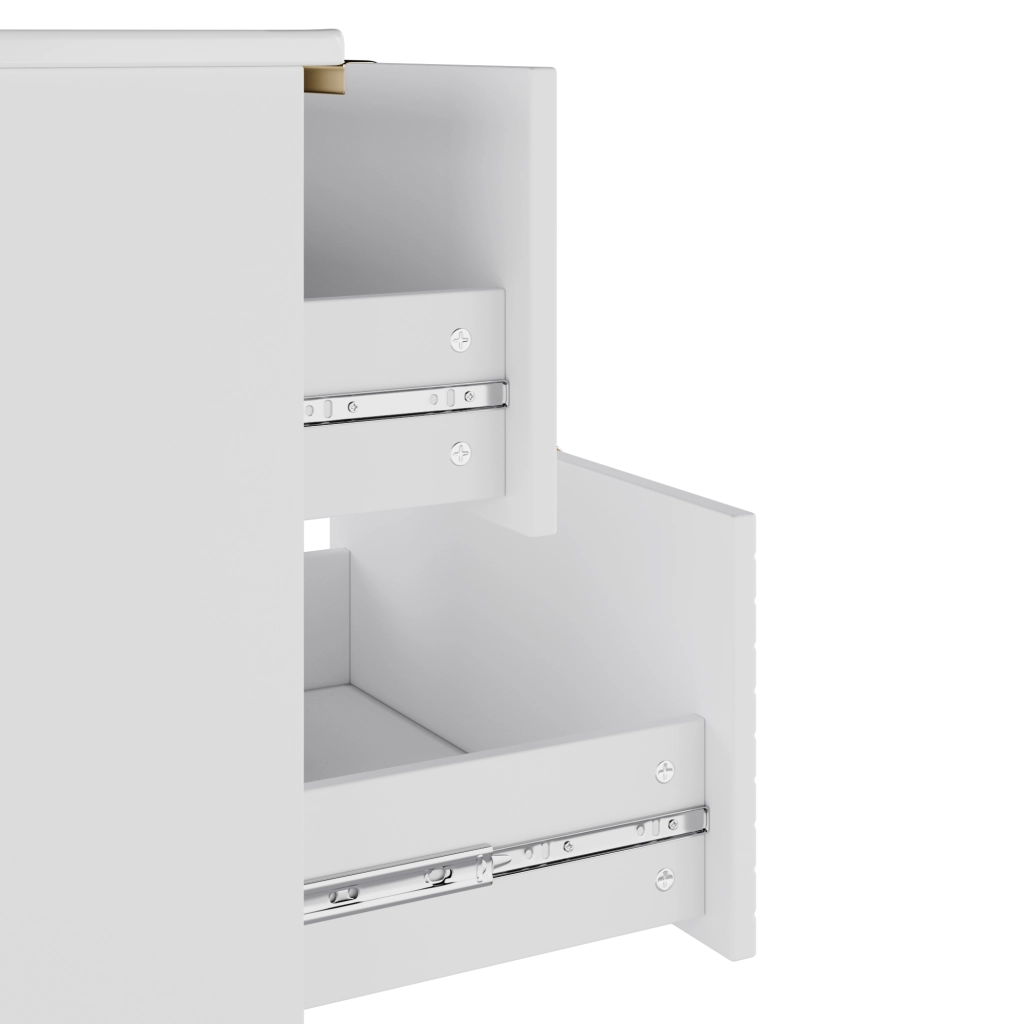 Mobile lavabo sospeso 61 × 46 × 57 cm con due cassetti silenziosi in MDF laccato bianco e lavabo in ceramica