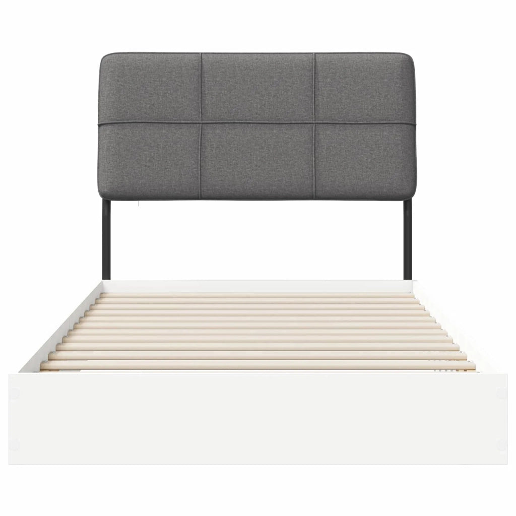 Letto singolo con testiera Bianco e Grigio Chiaro 80 x 200 cm 8003149
