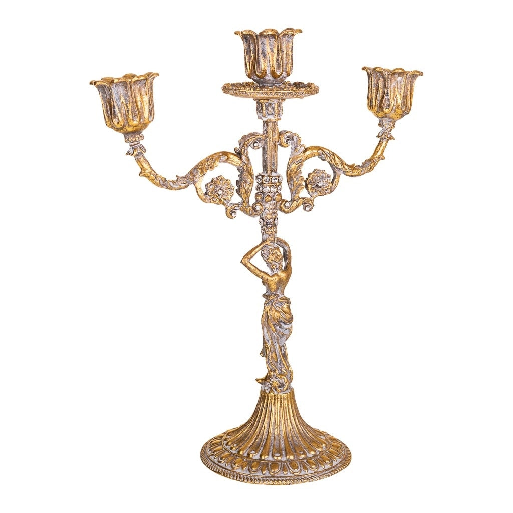 Candelabro in metallo placcato oro 22x95x265 cm