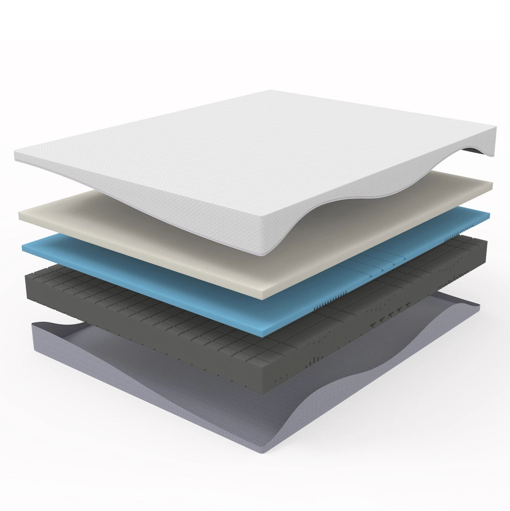 Materasso in schiuma a doppio lato H3/H4 con rivestimento sfoderabile bianco e grigio