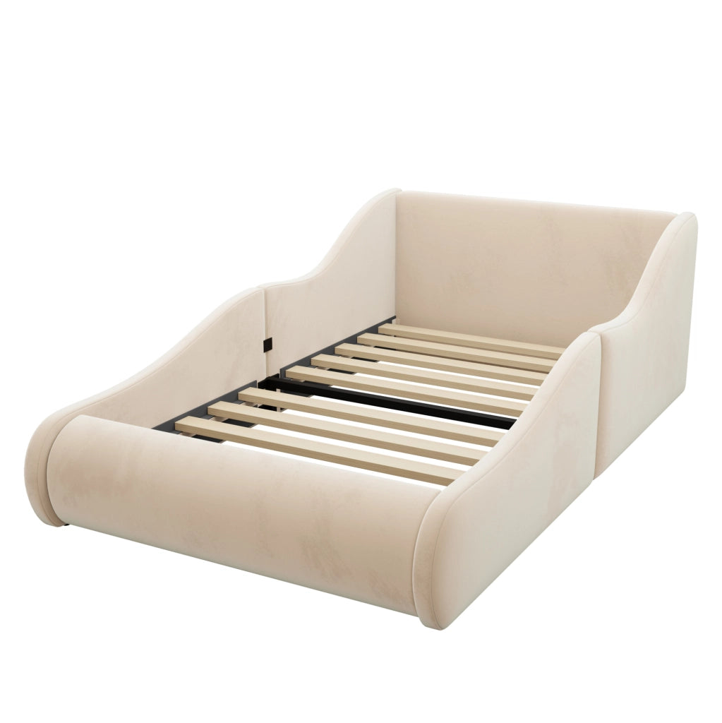 Letto singolo imbottito per bambini 90x200 cm beige