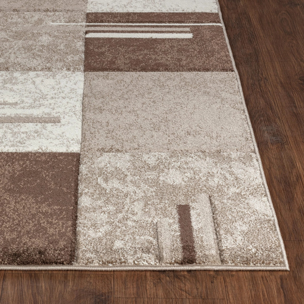 Tappeto scandinavo geometrico, 80x150 cm, beige/marrone/bianco