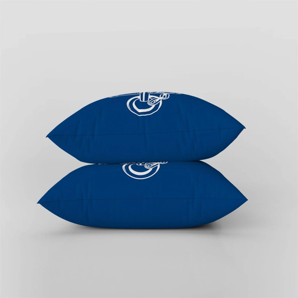 Set di 2 federe per cuscini, 40x40 cm, motivo ancora, lino, blu navy