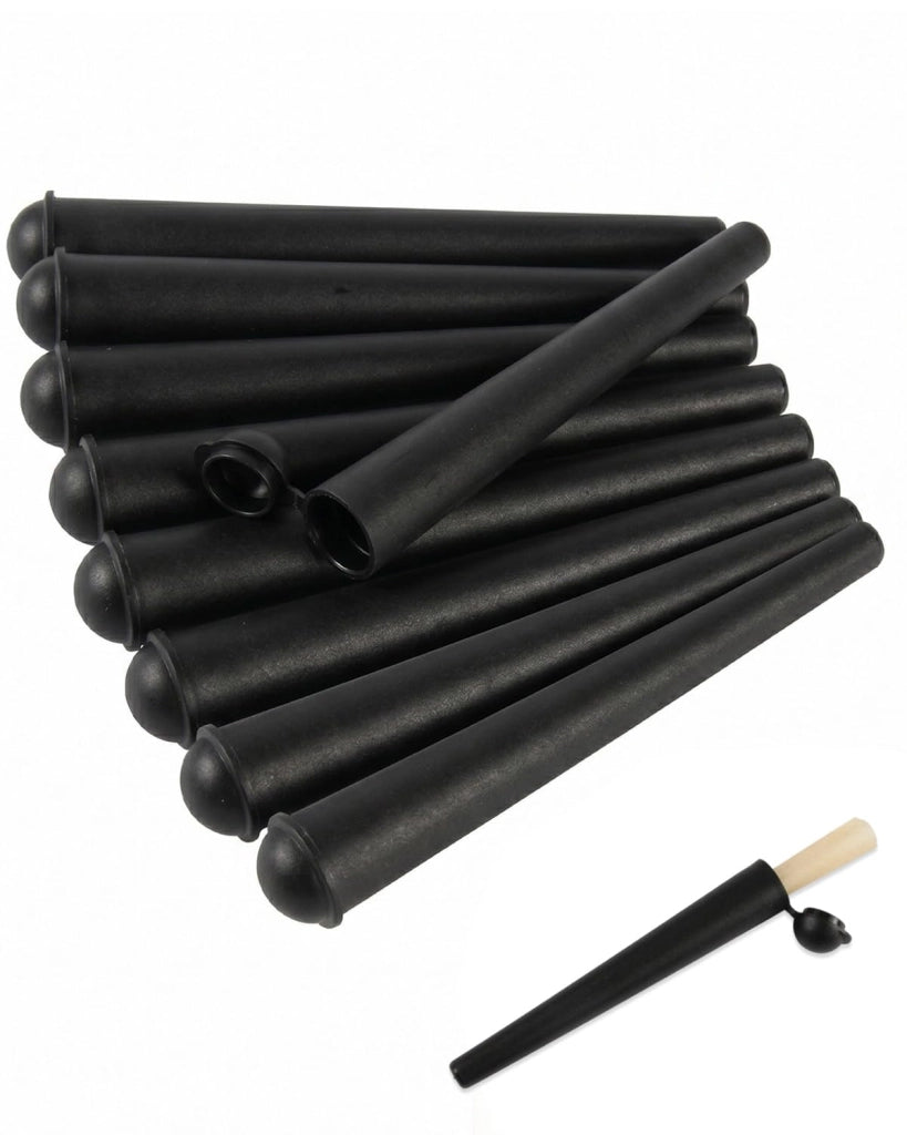 Set di 9 provette coniche per conservazione, con coperchio, dimensioni 118 x 16,8 mm, in plastica