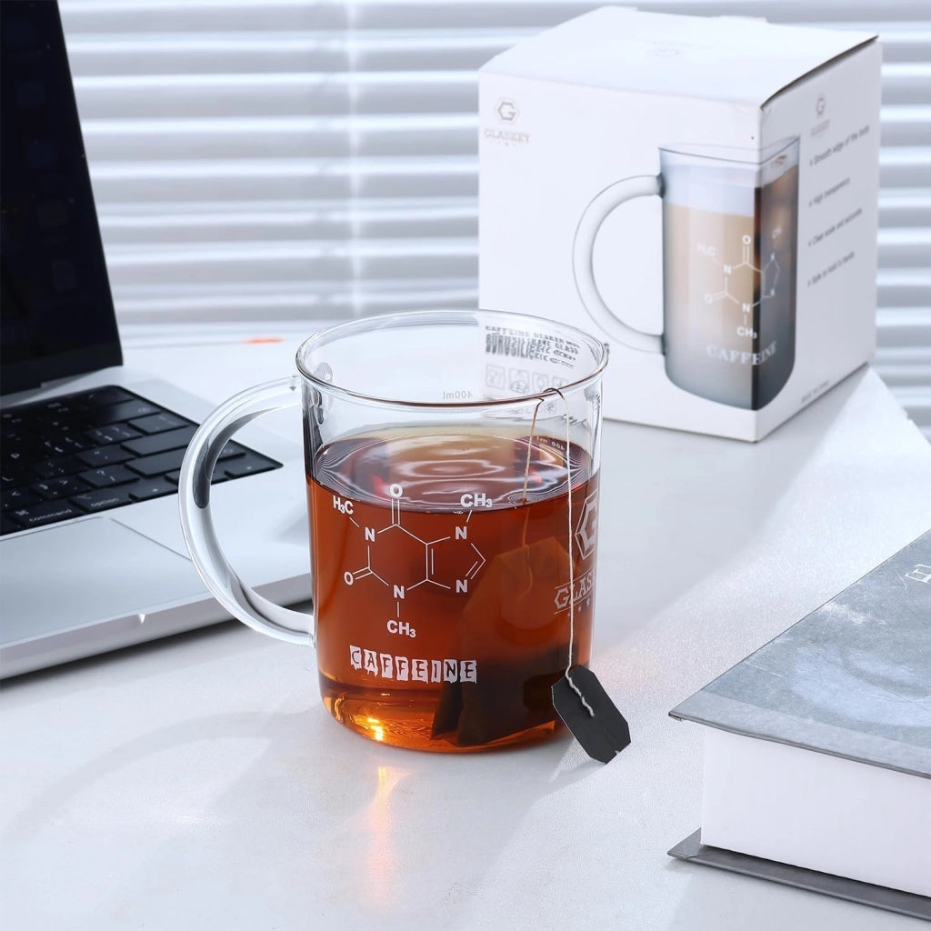 Bicchiere in vetro borosilicato da 400 ml con manico e scala graduata