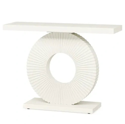 Consolle da ingresso 100x30x79 cm in MDF e metallo bianco, design moderno