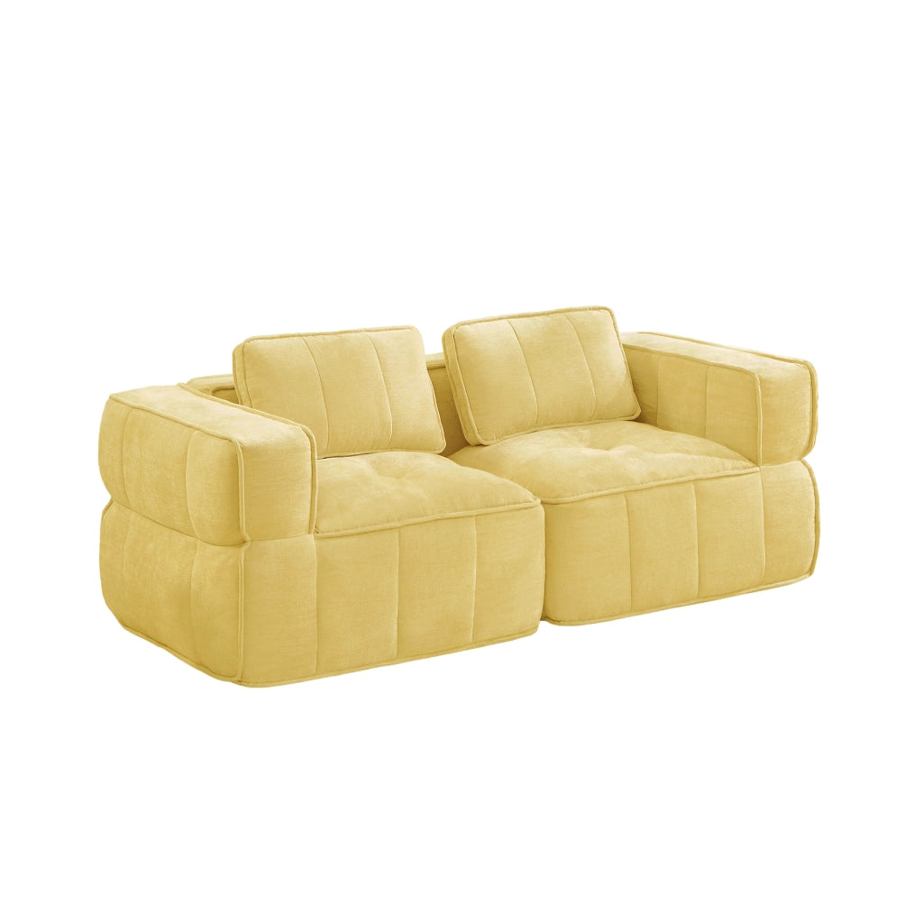 Divano modulare senza telaio giallo in poliestere, 198 cm
